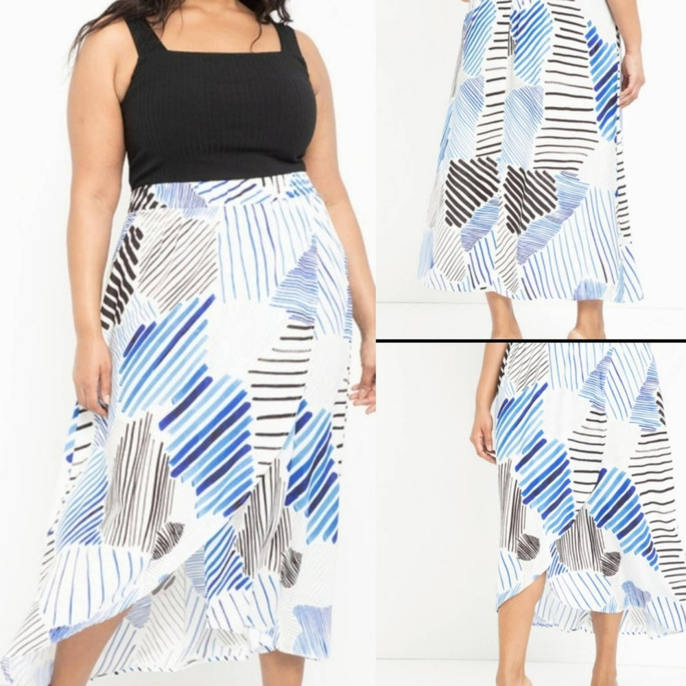 Eloquii Printed Pull-on Faux Wrap Skirt Size 14